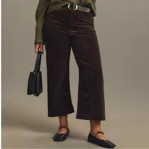 Maeve Colette Dark Brown Cropped Corduroy Pants